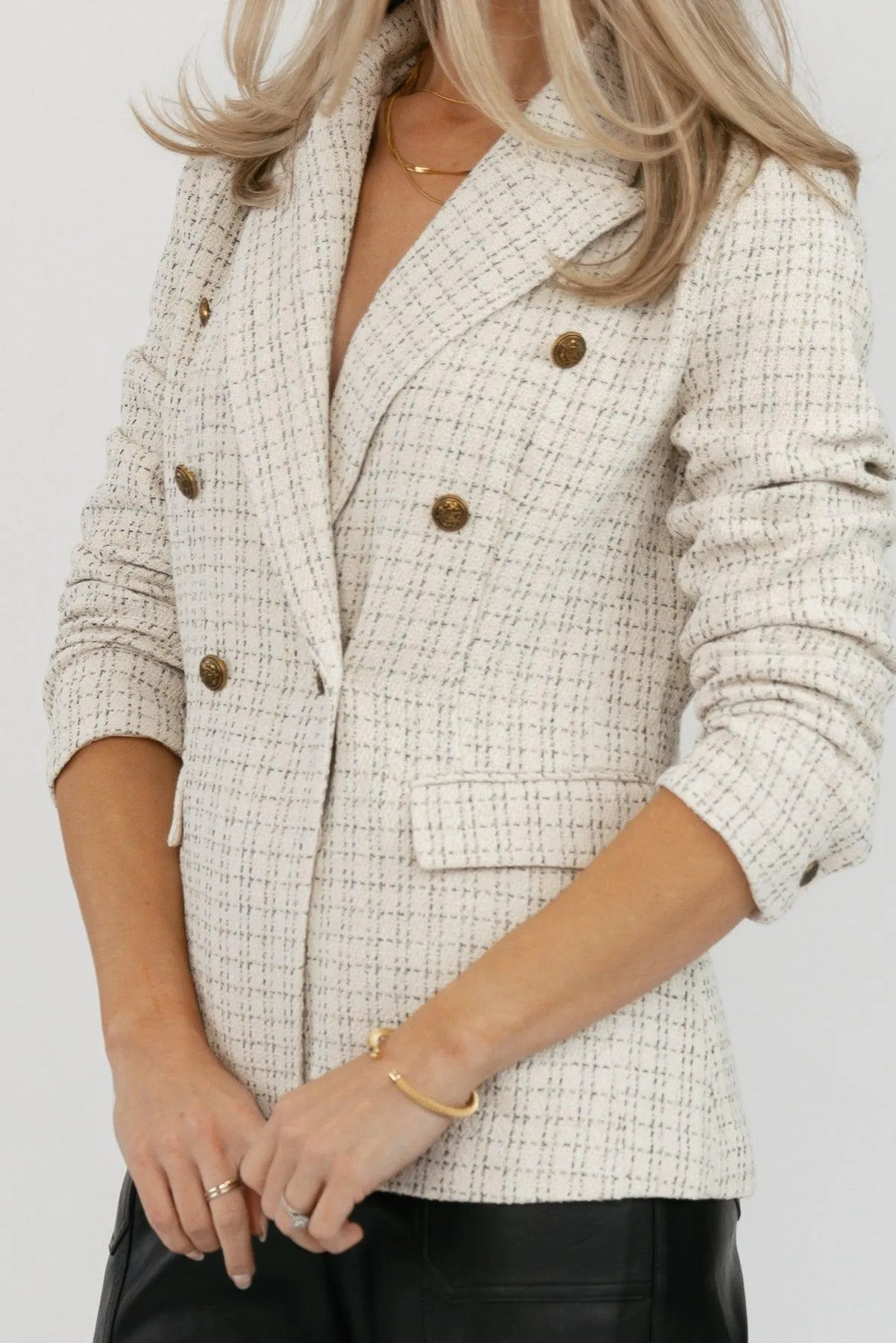 Sutton Tweed Button Blazer - Final Sale