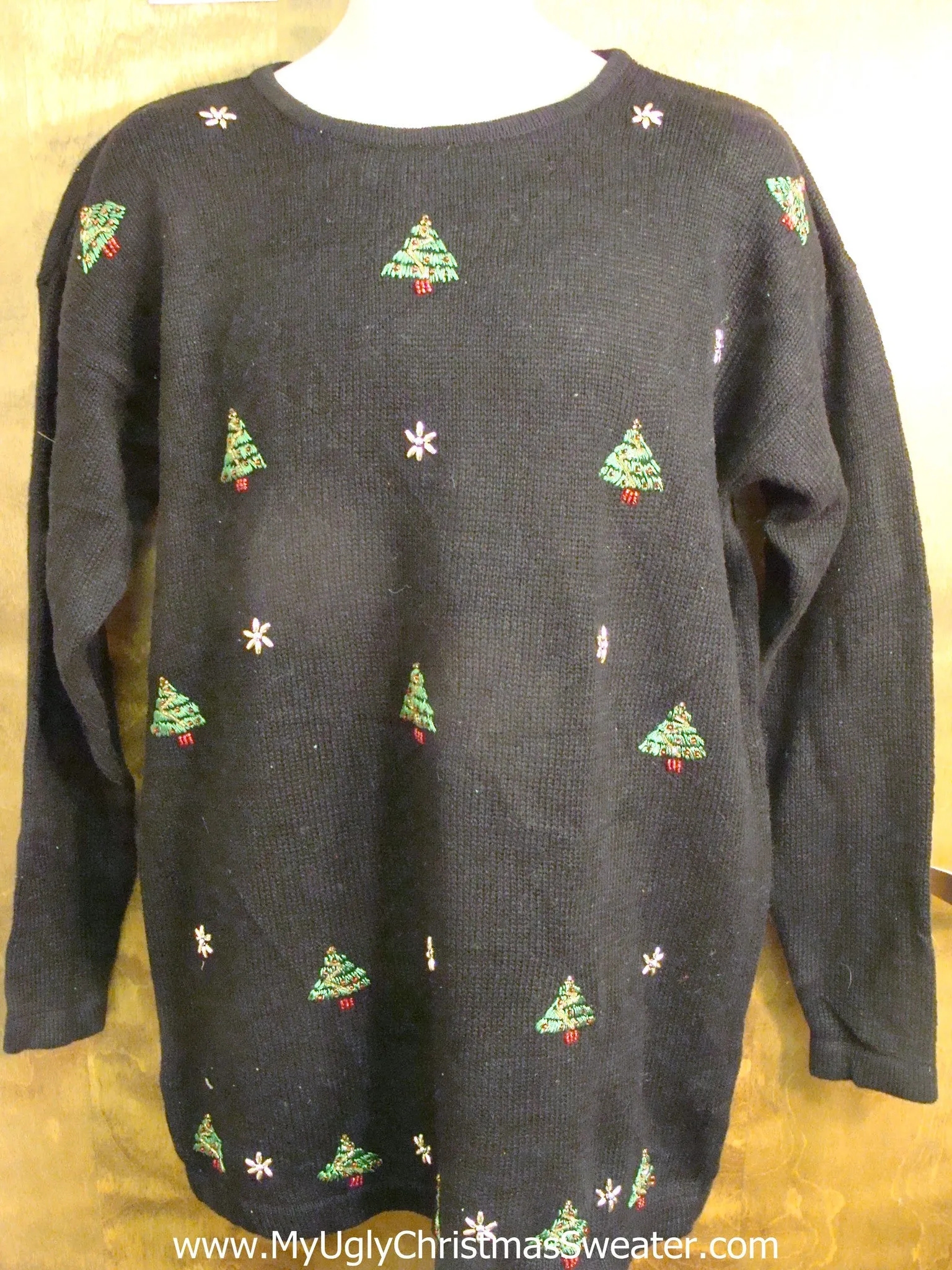 Tacky Cute Christmas Sweater with Festive Trees