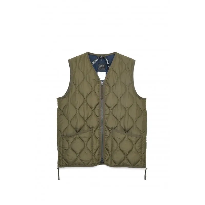 Taion - V Neck Zip Vest 001ZML-1 - Dark Olive