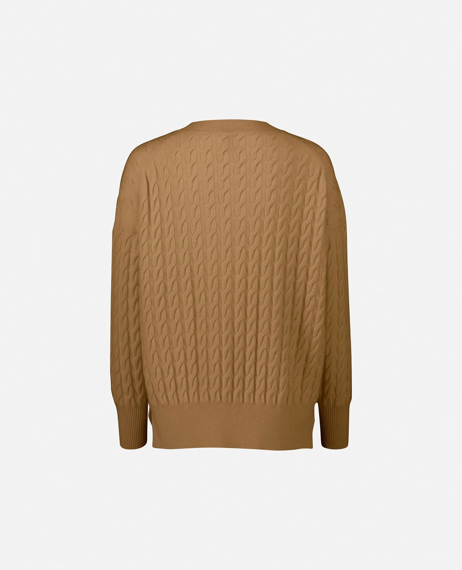 V-Pullover aus Cashmere in Beige