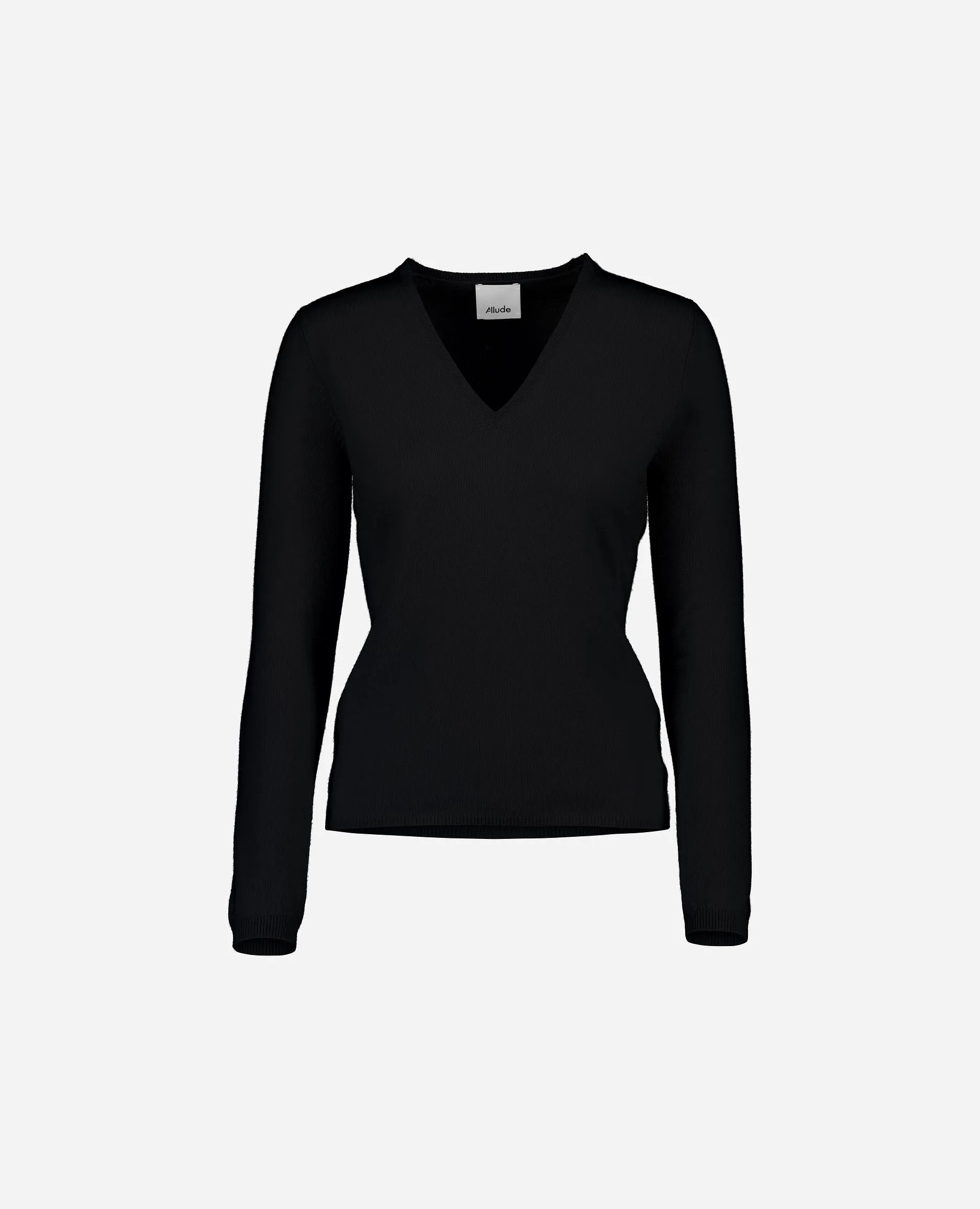 V-Pullover aus Cashmere in Schwarz