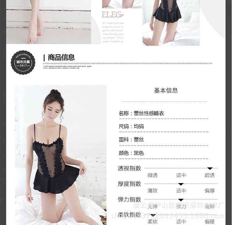 VenusFox Sexy Pajamas Lace Sexy Lingerie One-piece Princess Dress Sexy Suspender Skirt