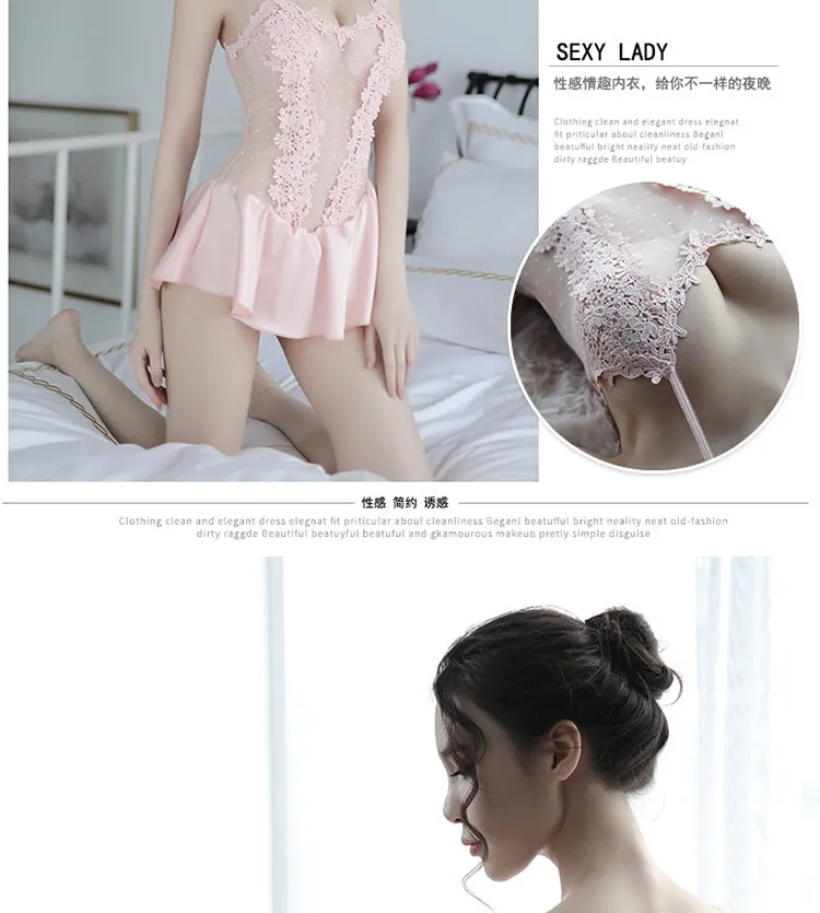 VenusFox Sexy Pajamas Lace Sexy Lingerie One-piece Princess Dress Sexy Suspender Skirt