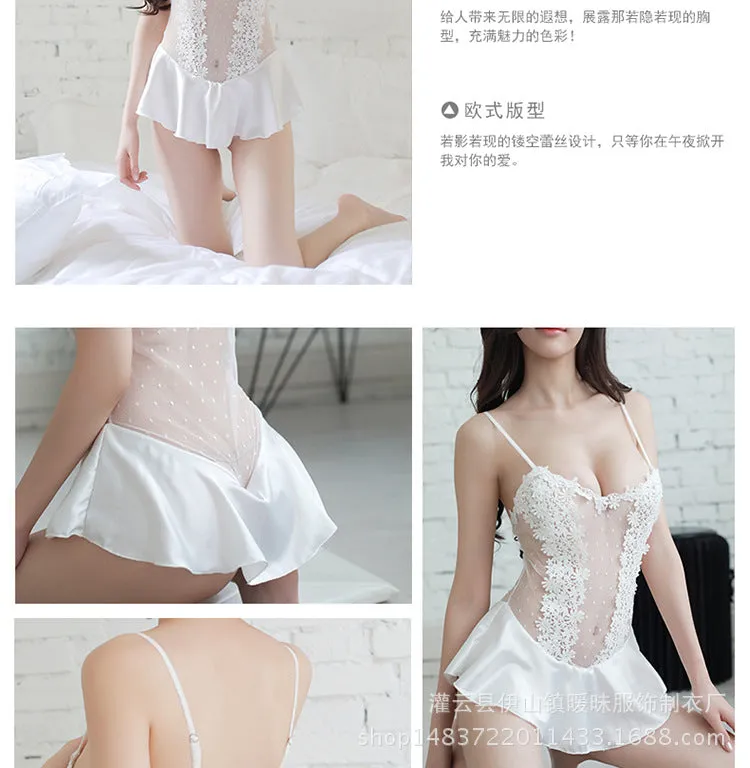 VenusFox Sexy Pajamas Lace Sexy Lingerie One-piece Princess Dress Sexy Suspender Skirt