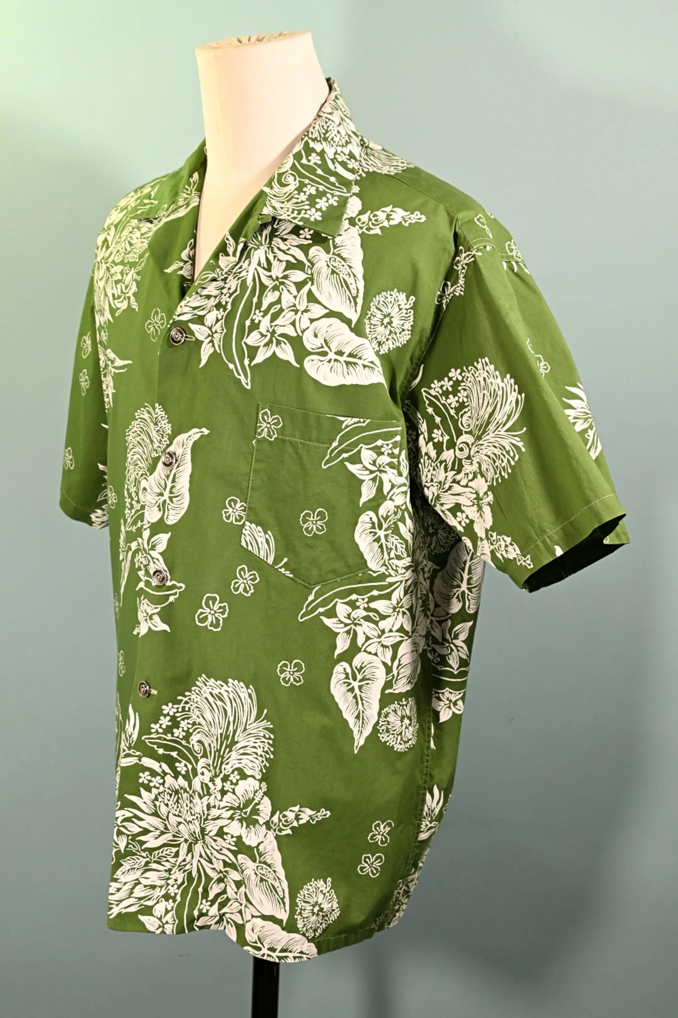 Vintage 50s/60s Hawaiian Shirt, Lei-O-Hawaii Sportswear Floral Print Aloha Shirt L