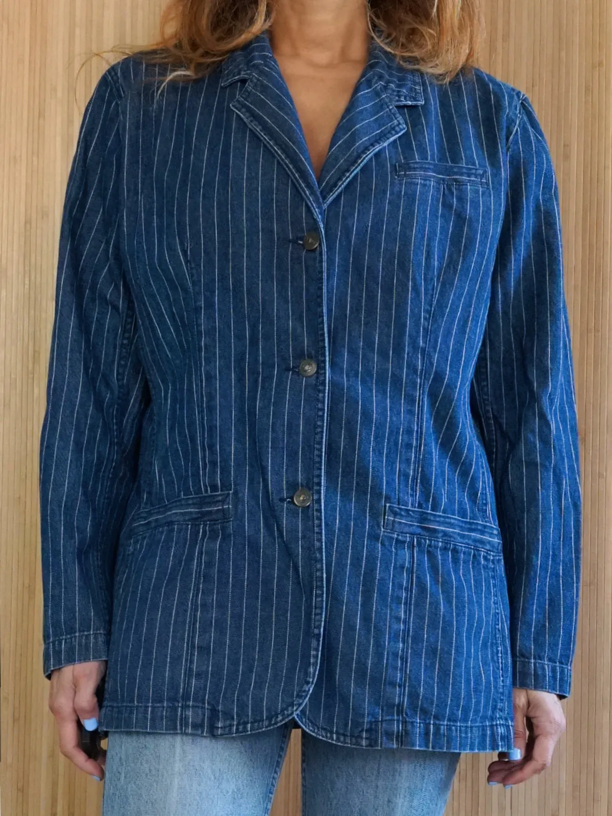 Vintage Denim Pinstripe Blazer