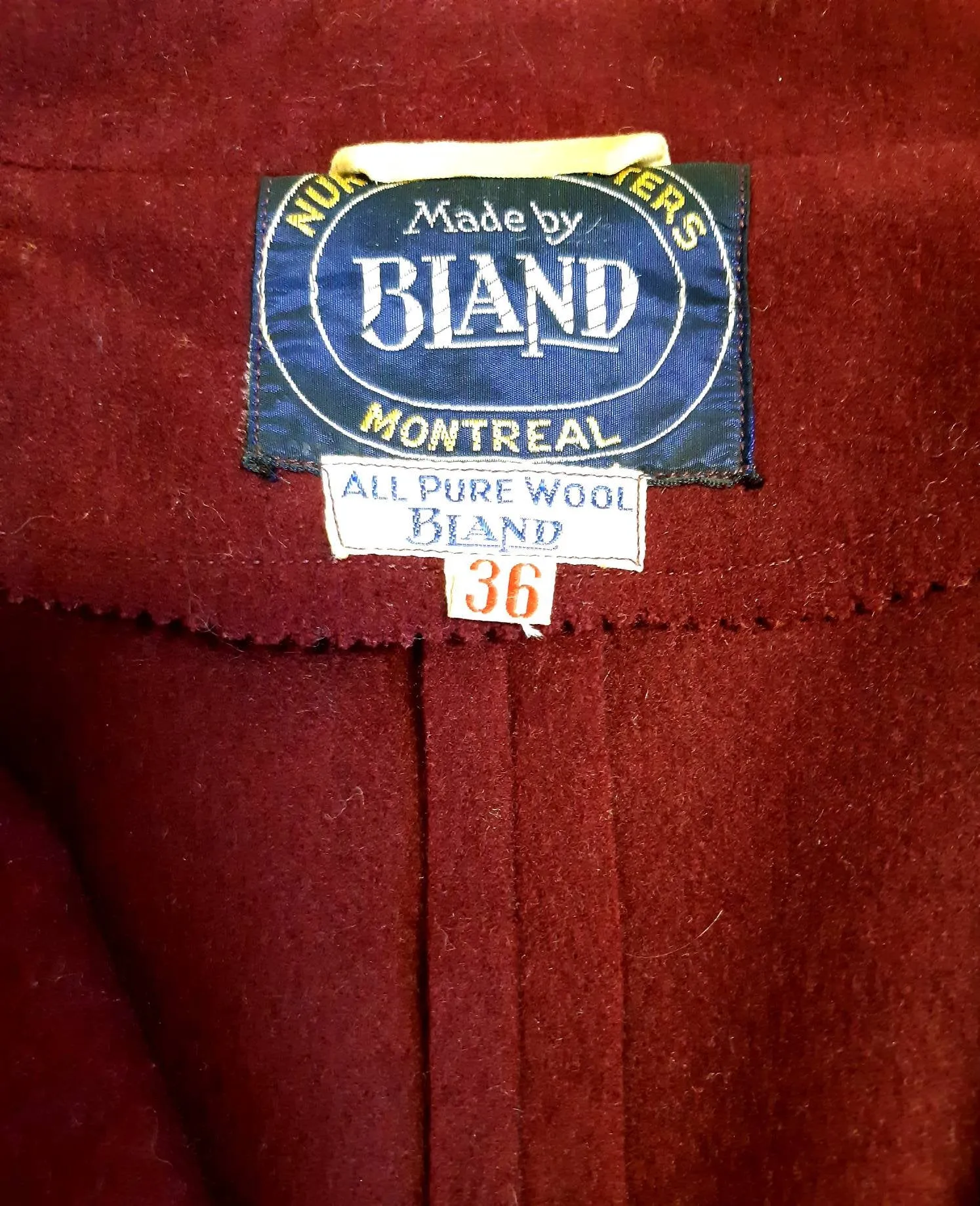 Vintage Mount Allison University Blazer circa 1950's/60's. Made in Canada.  Wool. Bland. Size 36, SOLD