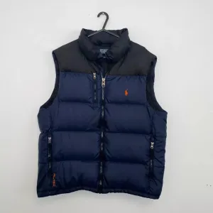 Vintage Polo Ralph Lauren Mens Down Puffer Gilet Size L Navy Black RL150 *defect