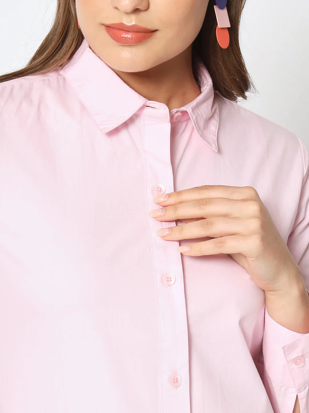 Women Classic Pure Cotton Gapless Technology Pink Shirt