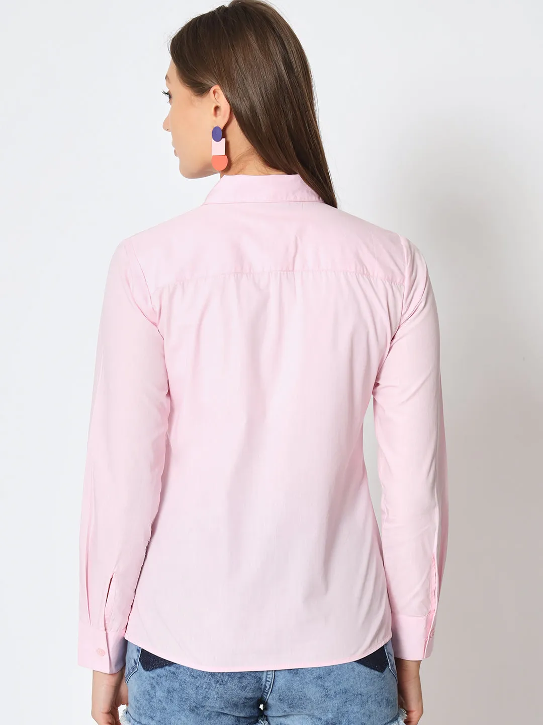 Women Classic Pure Cotton Gapless Technology Pink Shirt