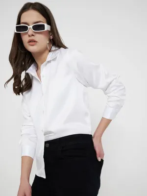 Women Classic Slim Fit White Casual Shirt