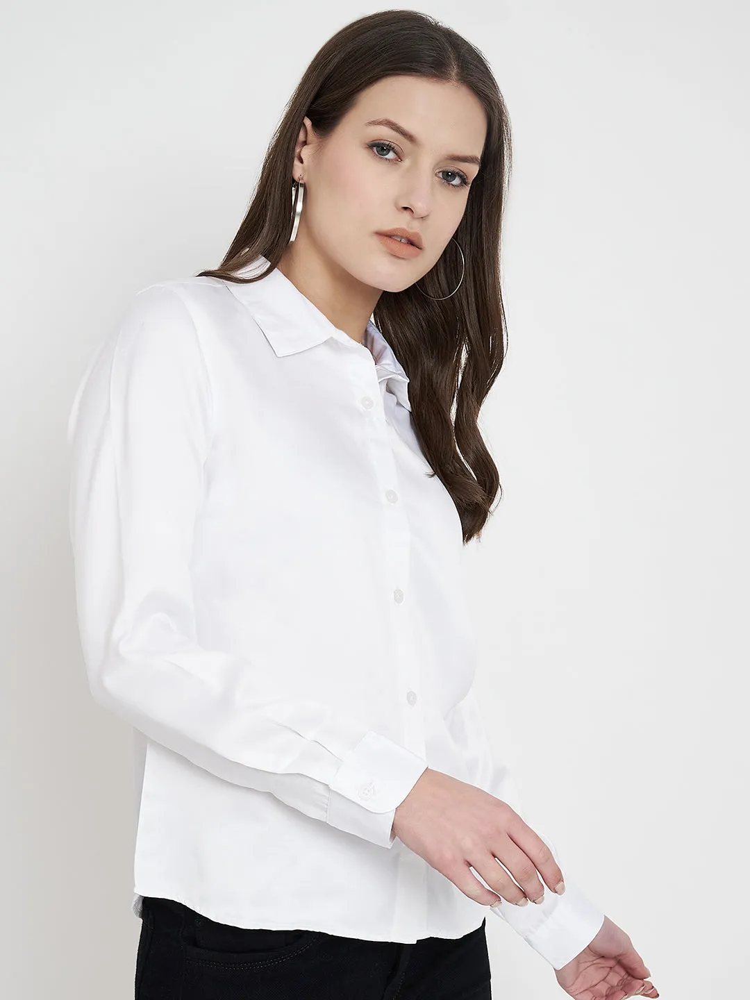 Women Classic Slim Fit White Casual Shirt