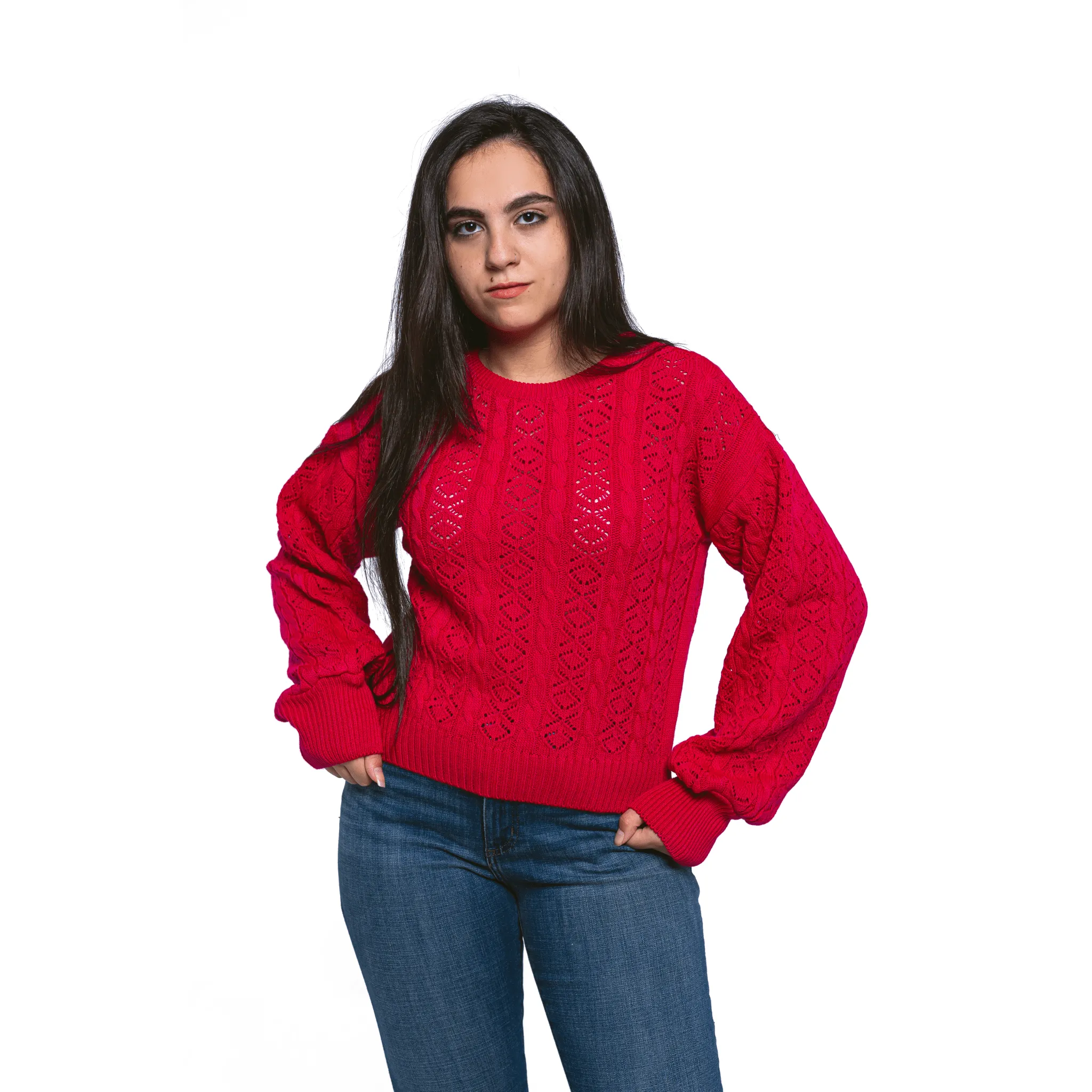 Women - Pullover "knitwear" - Red / Fuchsia