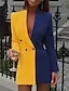 Women‘s Blazer Dress And Jacket Set Black Yellow Red Long Sleeve Color Block