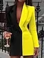 Women‘s Blazer Dress And Jacket Set Black Yellow Red Long Sleeve Color Block