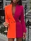 Women‘s Blazer Dress And Jacket Set Black Yellow Red Long Sleeve Color Block