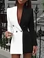 Women‘s Blazer Dress And Jacket Set Black Yellow Red Long Sleeve Color Block