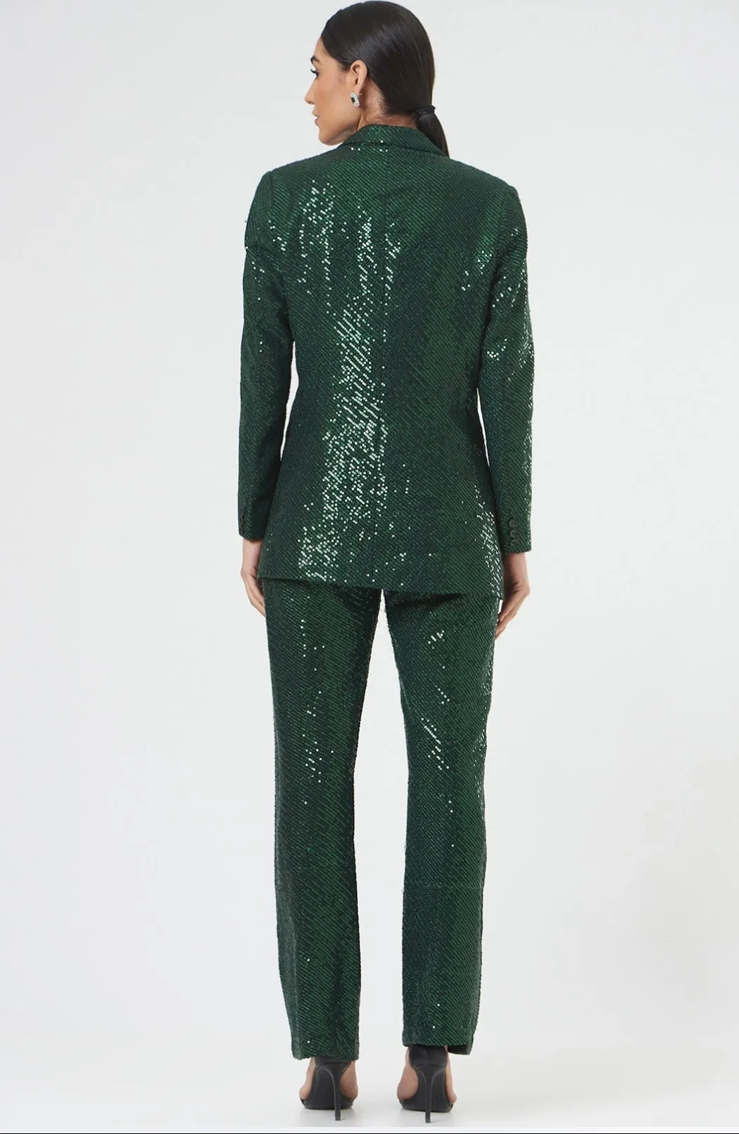 Women's Office Party Green Sequin Blazer