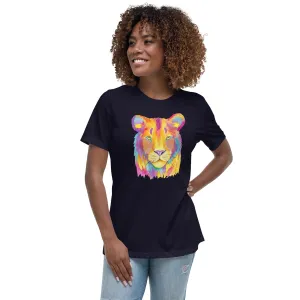 Women's Relaxed Soft & Smooth Premium Quality T-Shirt Colorful Tiger Design by IOBI Original Apparel