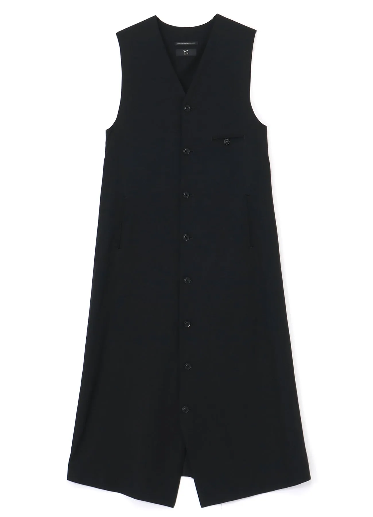 WOOL GABARDINE LONG SLEEVELESS DRESS