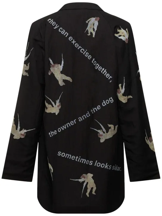 Yohji Yamamoto   K-Angel printed viscose &amp; linen blazer 