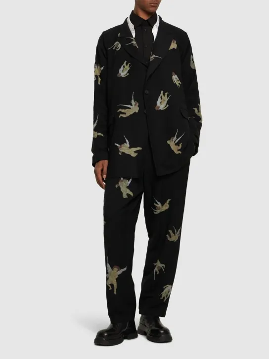 Yohji Yamamoto   K-Angel printed viscose &amp; linen blazer 