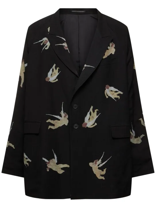 Yohji Yamamoto   K-Angel printed viscose &amp; linen blazer 